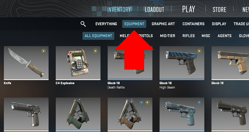 2. Click On The Equipment Tab