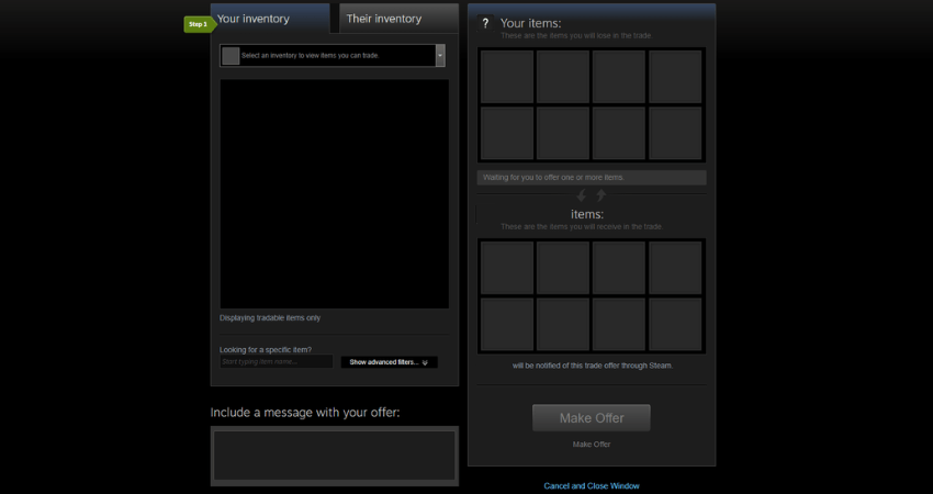 2. Steam Trade Window