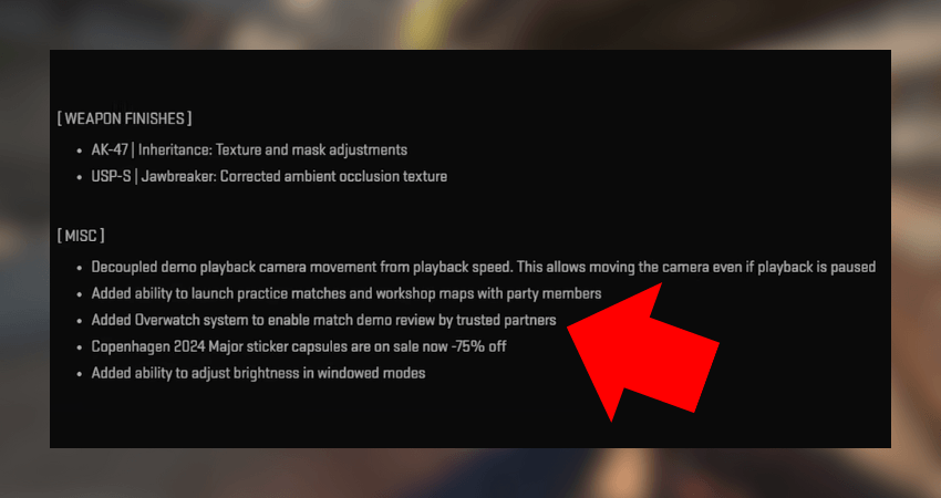 4. CS2 Overwatch Patch Note