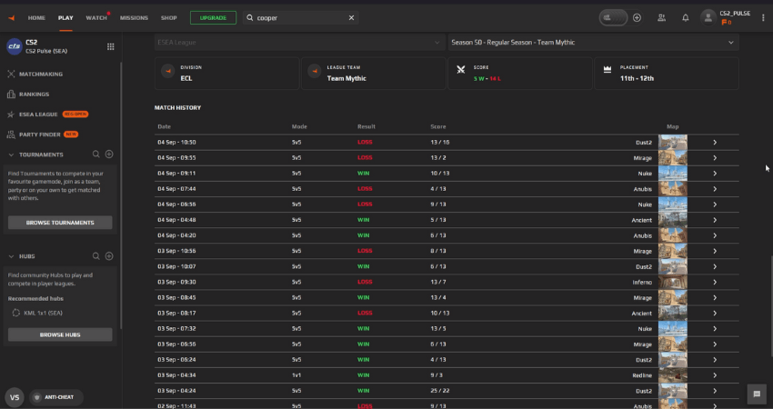 4. Scroll Down And Find Match History