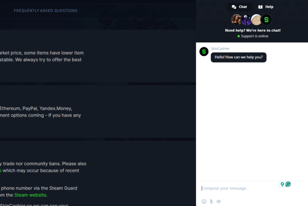 SkinCashier Customer Support