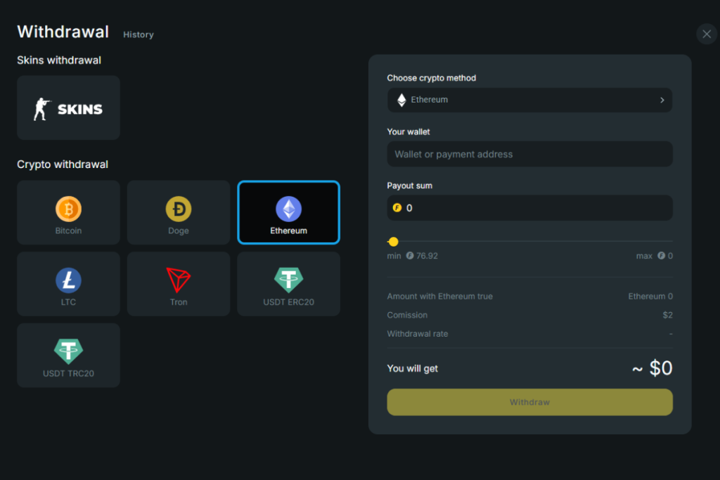 CSGOFast Withdrawal Terms