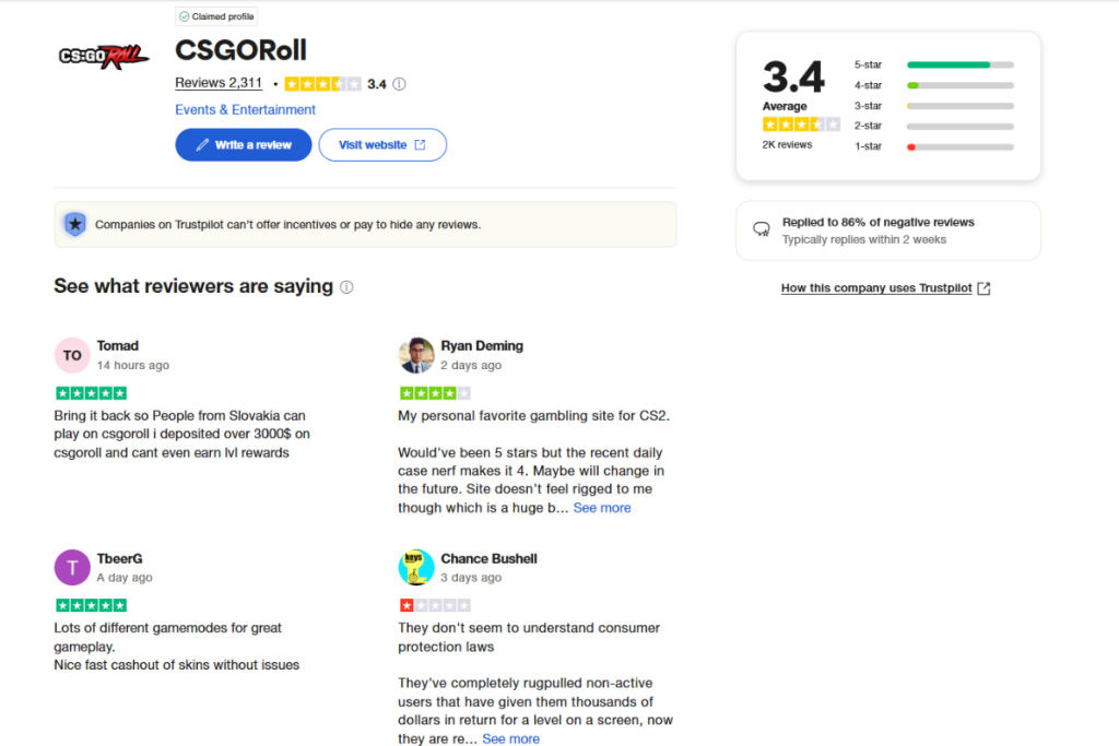 CSGORoll Reviews