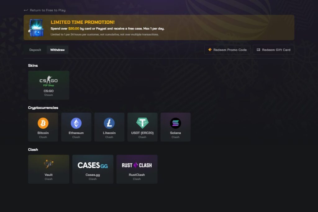 Clash.GG Withdrawal Terms