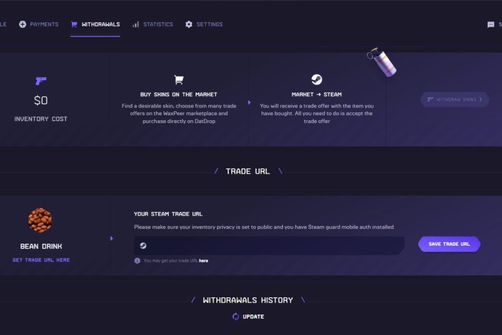 DatDrop Withdrawal Terms