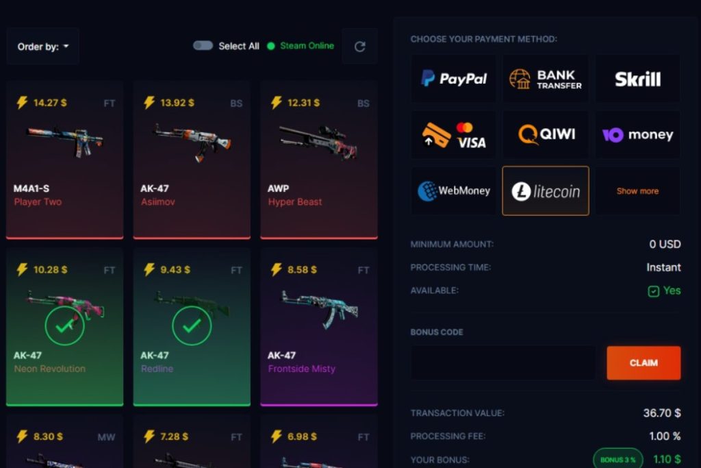 SellYourSkins Fees
