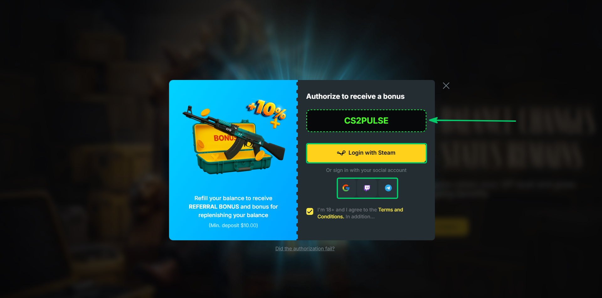 CSGOFast Promo Code Registration